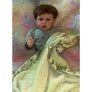 Reborn Baby Boy Doll Silicone Vinyl Limbs Cloth Body + TONS of Accessories (NWT)